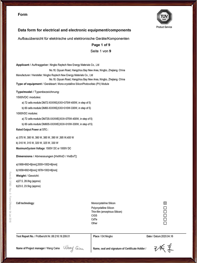 Double glass single crystal-PID-CDF